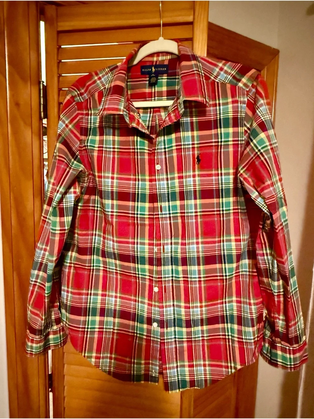 Ralph Lauren Red and Green Plaid Tartan Button-Down Shirt